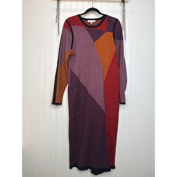 TOCCIN Women's Nora Colorblocked Midi Dress Abstract Multi Bodycon Size XL - Picture 3 of 11
